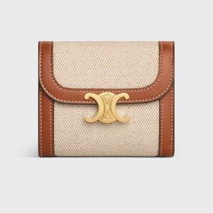 SMALL WALLET TRIOMPHE IN TEXTILE AND CALFSKIN